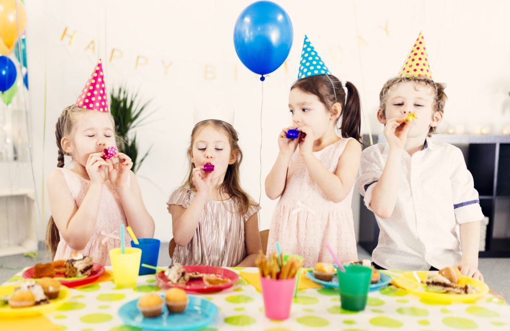 children-colored-caps-party